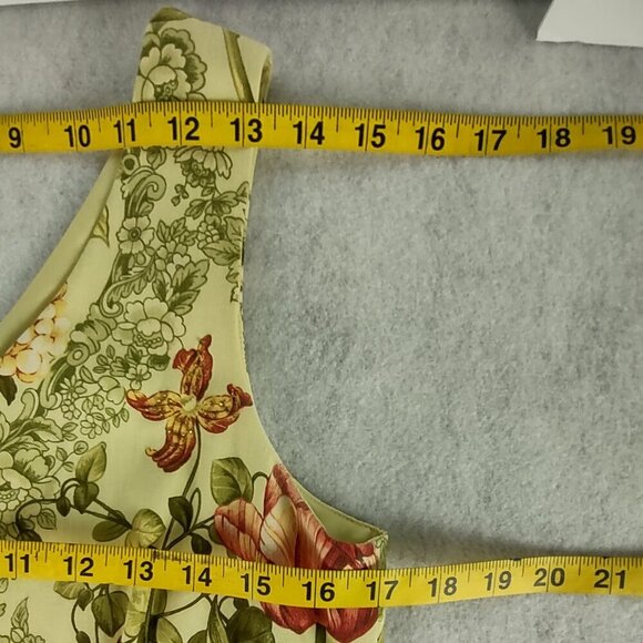 Talbots Yellow Green Floral Sleeveless 100% Cotton A-Line Midi Dress Size 10 - Picture 9 of 11